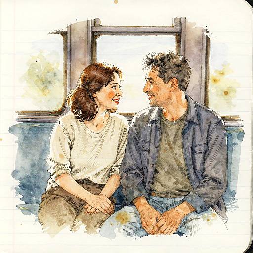 Romantic Moment in Vintage Train Carriage