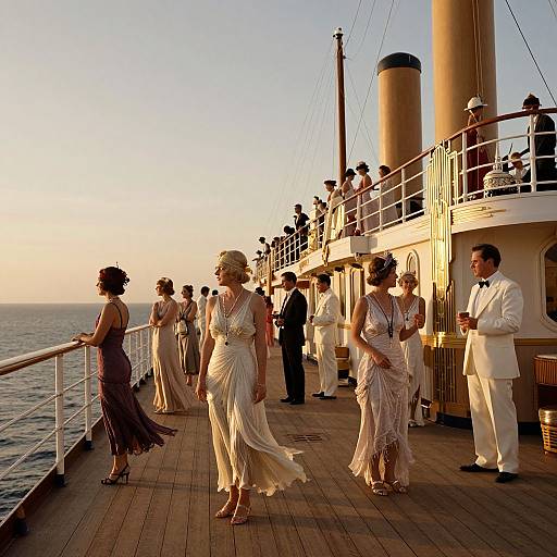 1920s Luxury Ocean Liner Sunset