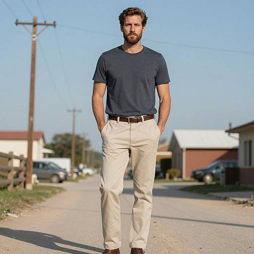 Man Wearing Cotton Pants Standing Outdoors