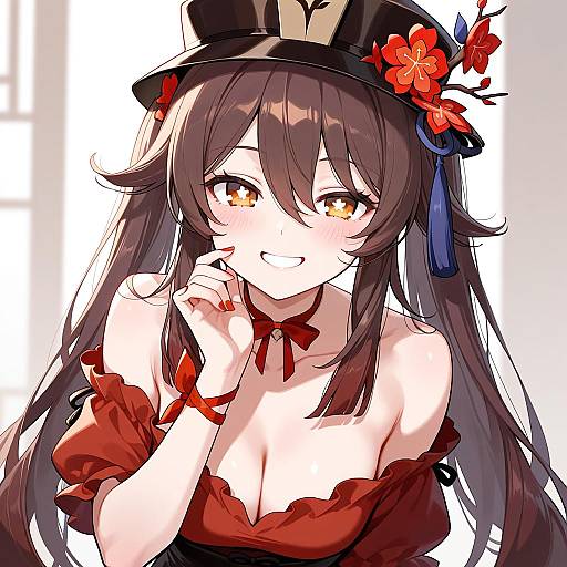 Hu Tao Inspired Character Illustration