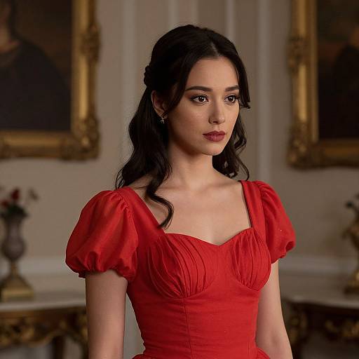 Close-Up Red Lady Costume Portrait