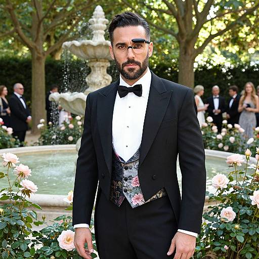 Elegant Man in European Garden Party