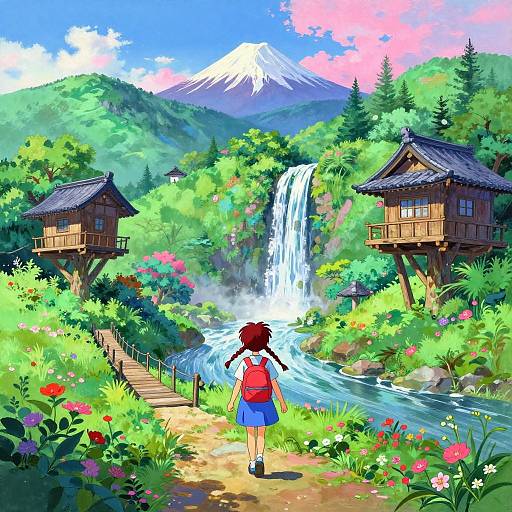 Vibrant Anime Japanese Landscape Scene