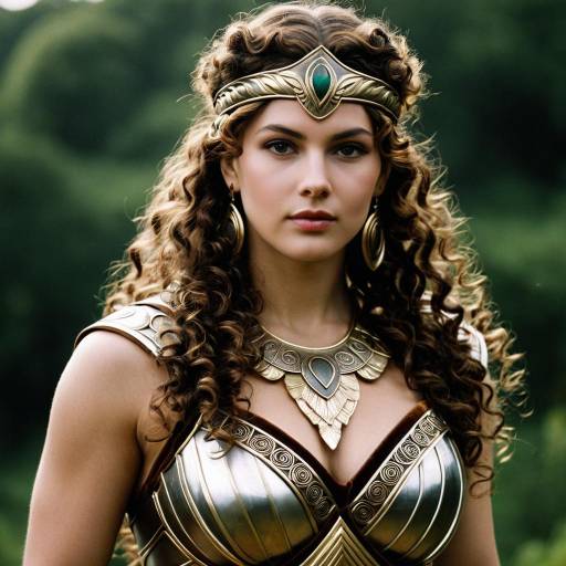 Woman in Hercules Hera Inspired Armor Costume