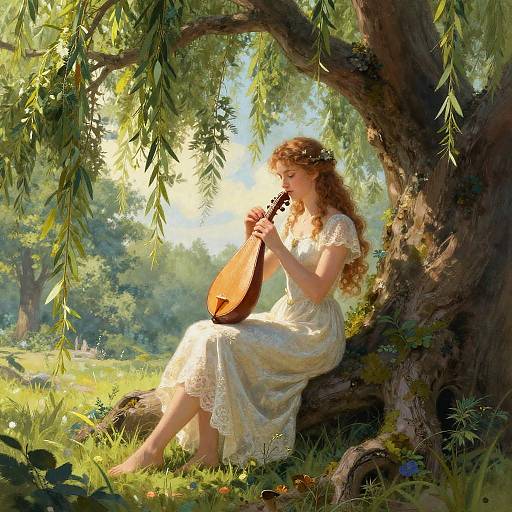 Romantic Dryad Playing Ocarina
