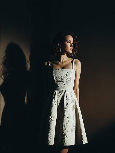 Woman in White A-Line Mini Dress