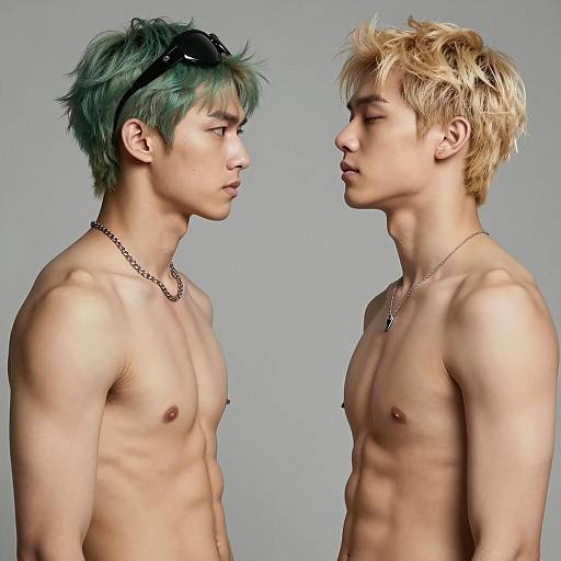 Dynamic Encounter: Two Muscular Men Portrait