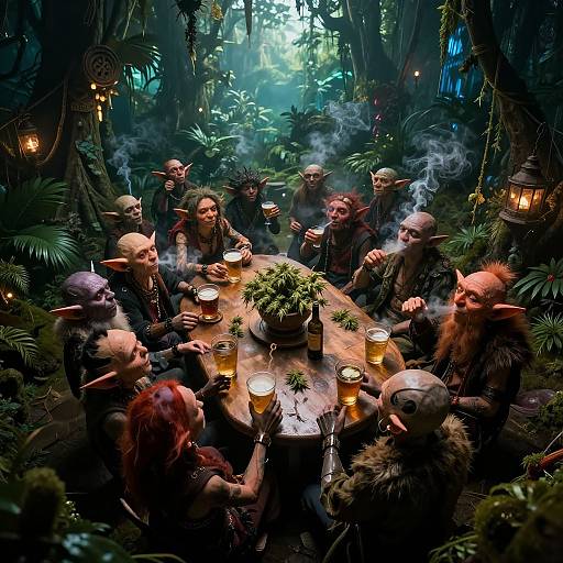 Robot Goblins Drinking Party in Jungle