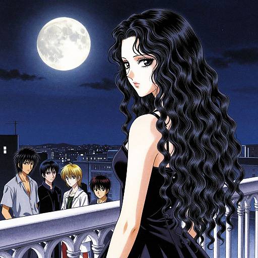 Goth Woman in Moonlight Scene