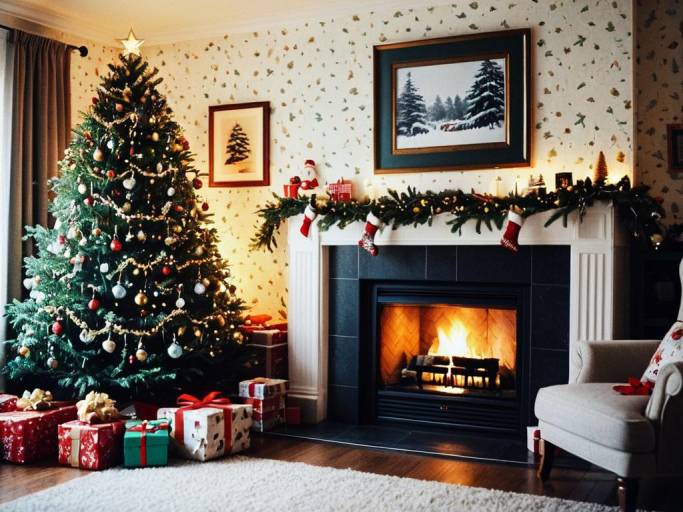 Charming Cozy Christmas Living Room Scene