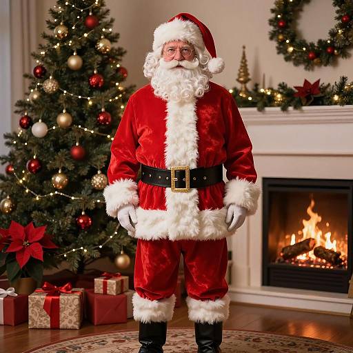 Realistic Santa Claus in Festive Living Room