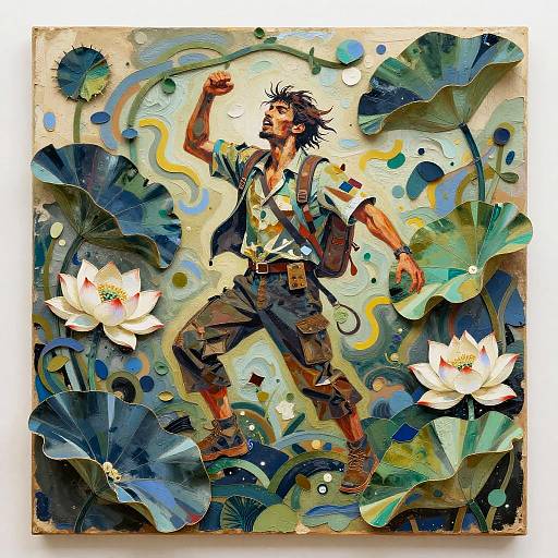 Wild Adventurer Amid Lotus Wilderness