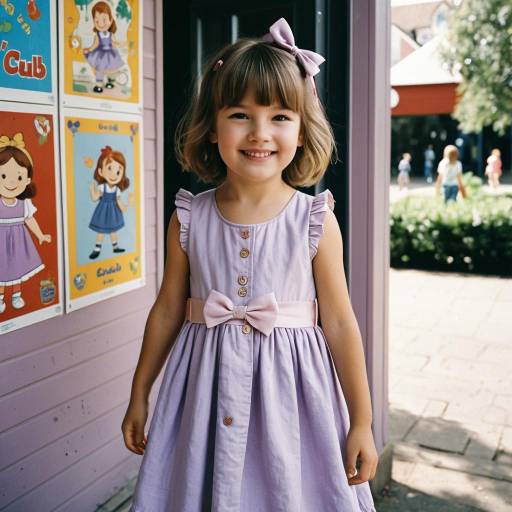 Smiling Toddler Girl in Lilac Dress Outdoors