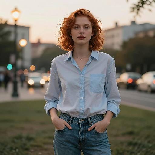 Confident Woman in Golden Hour Park