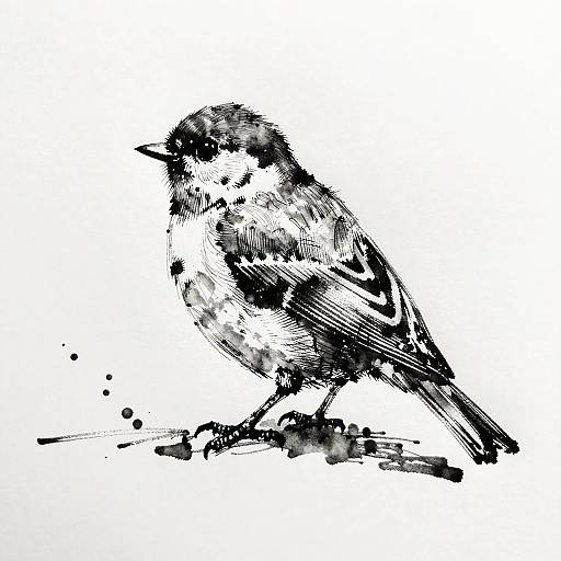 Chaotic Ink Sketch of Songbird
