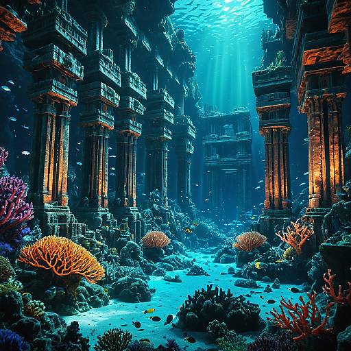 Ancient Underwater City with Coral Skyscrapers