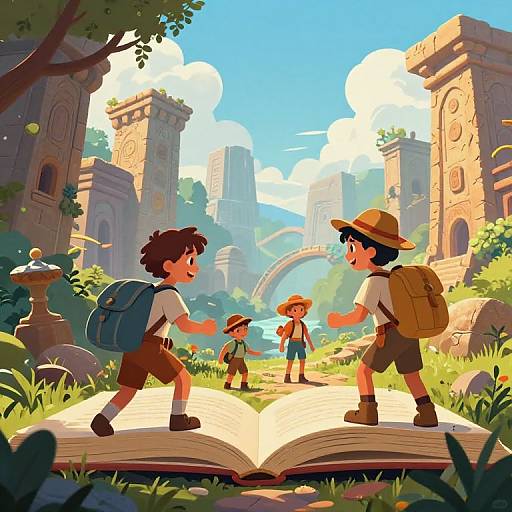 Vibrant Digital Art of Young Explorers
