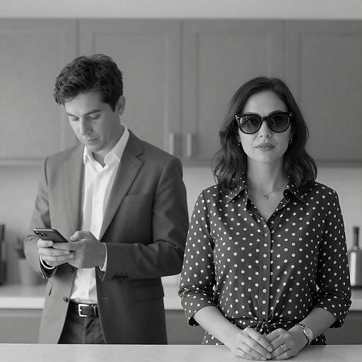 Vintage Black and White Kitchen Portrait