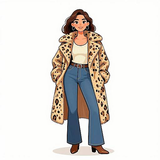 Retro Woman in Leopard Print Coat