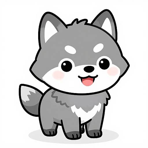Cute Smiling Baby Wolf Illustration