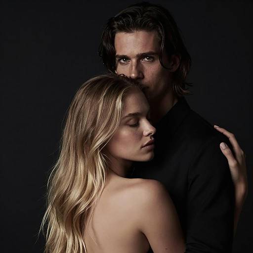 Romantic Embrace in Dark Setting