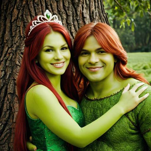 Green Skinned Couple in Fantasy Costumes