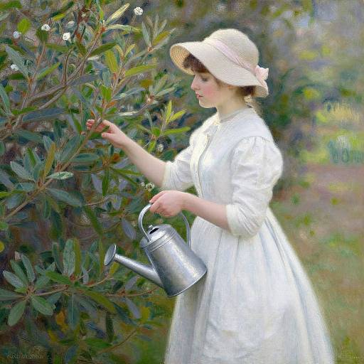 Impressionist Woman Tending Garden