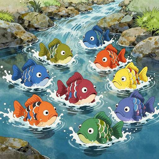 Whimsical Yokai Fish Adventure
