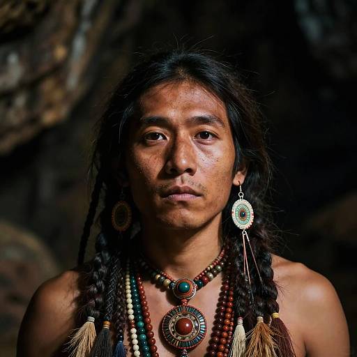 Tribal Shaman in Sacred Cave