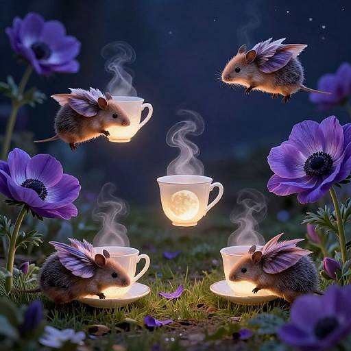 Surreal Hovering Tea Party Scene