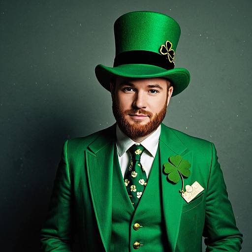 Man in Leprechaun Costume with Shamrock