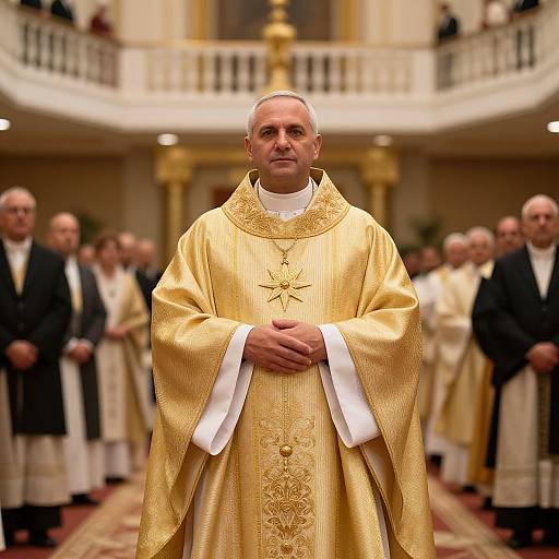 Confident Cleric in Grand Banquet Hall