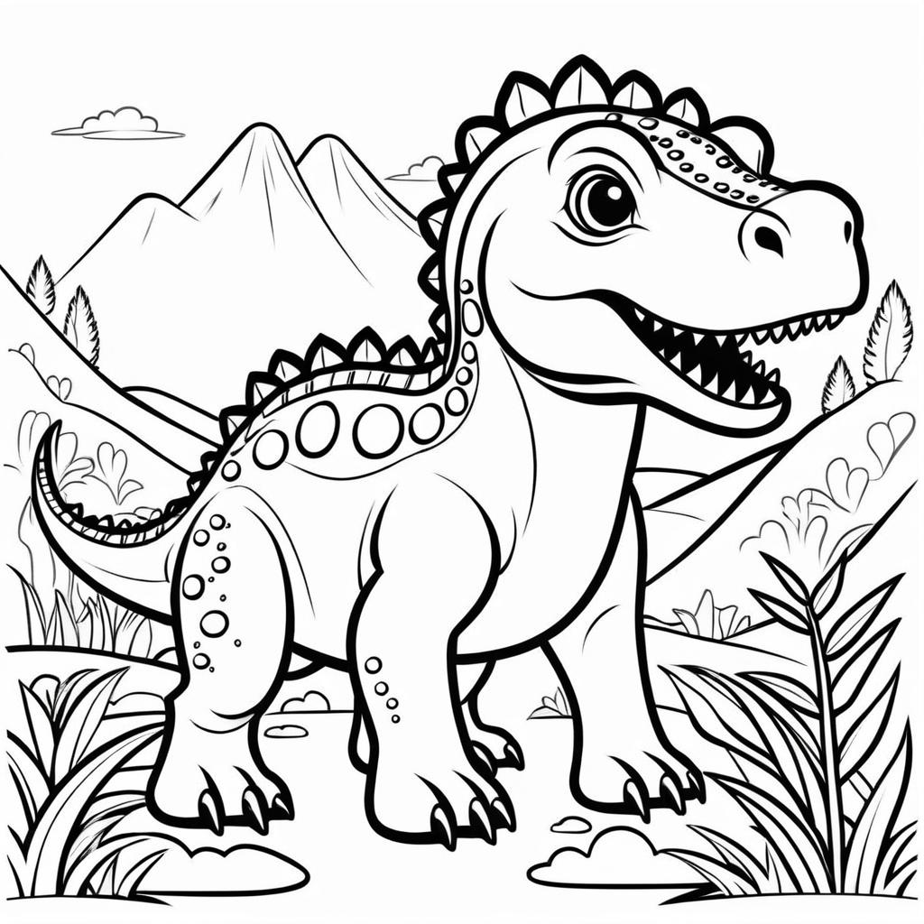 Cute Carnotaurus Coloring Book Illustration