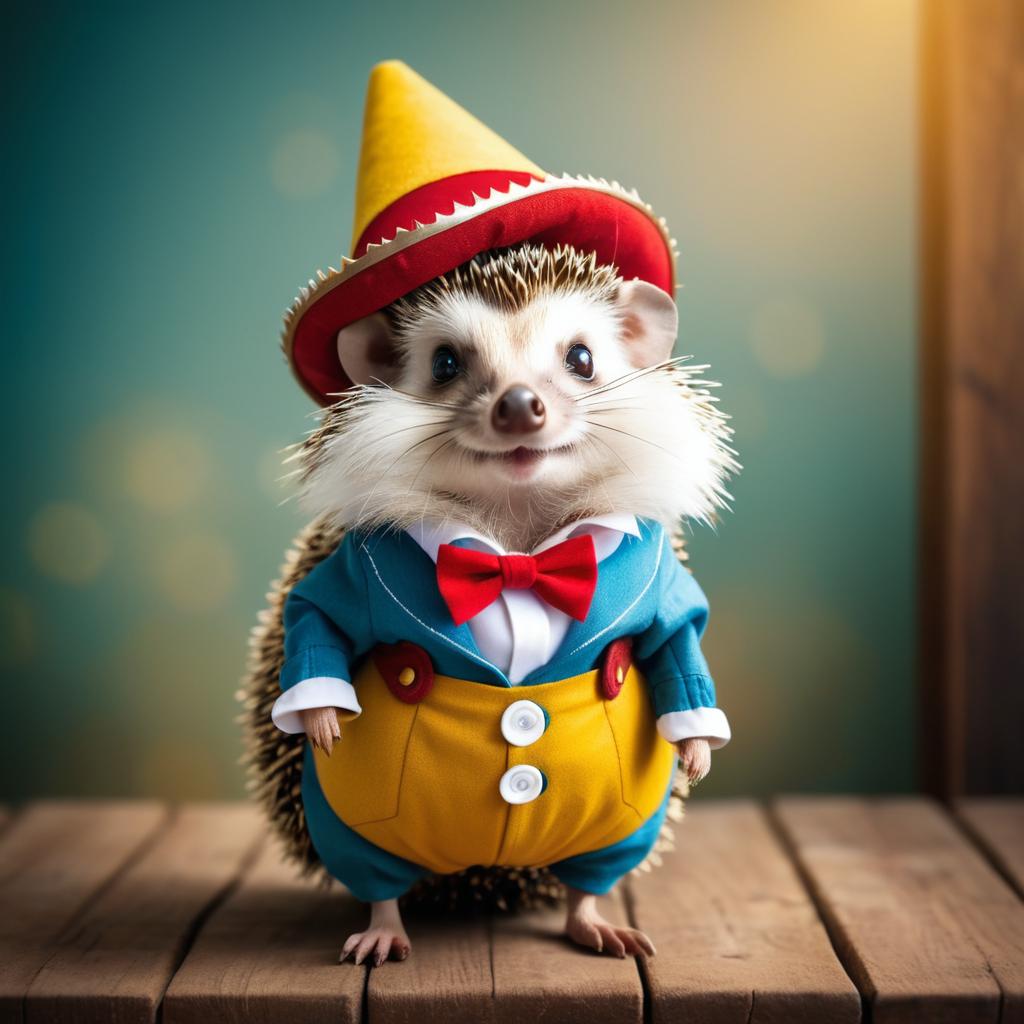 Whimsical Hedgehog as Pinocchio Portrait