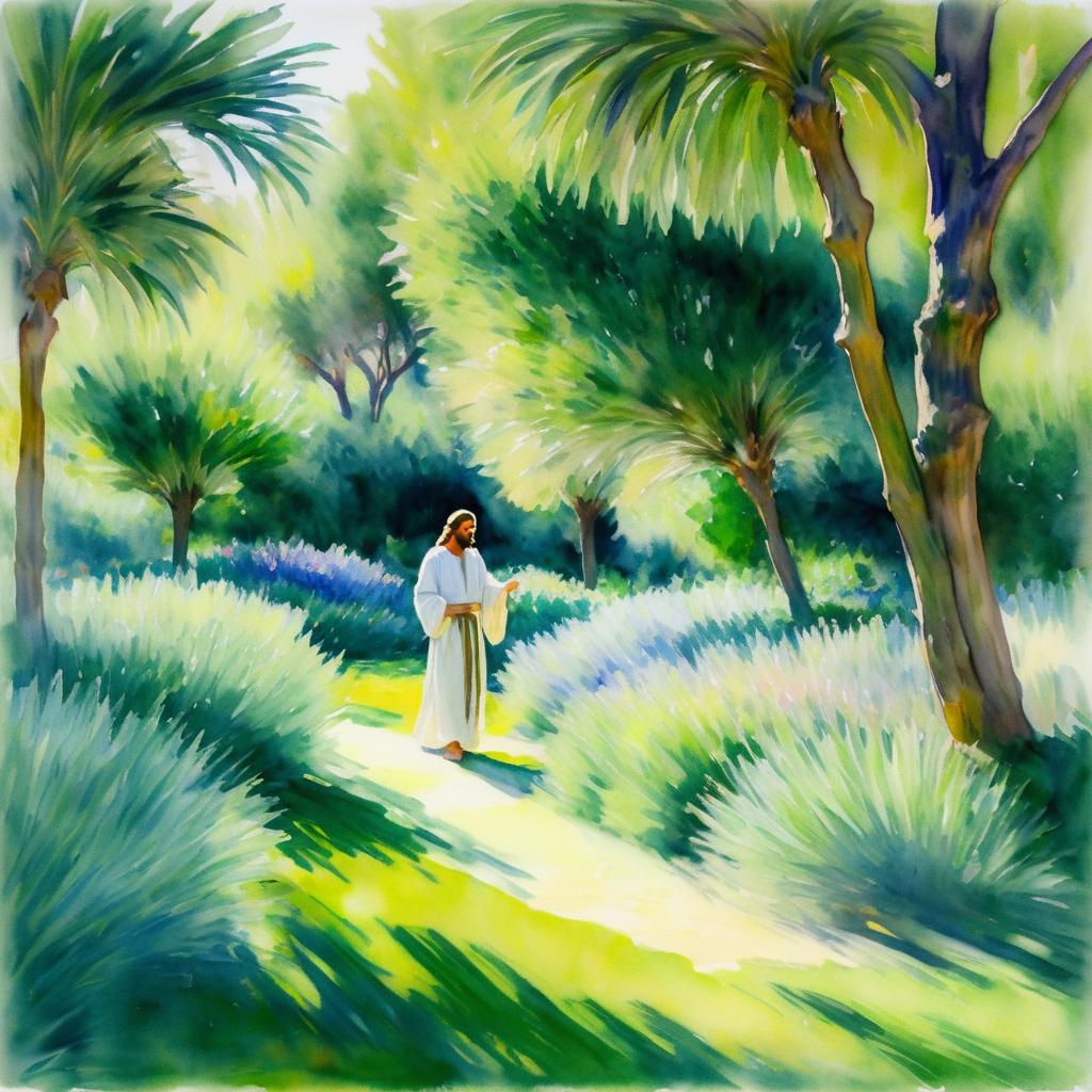 Impressionistic Jesus as Shepherd in Gethsemane