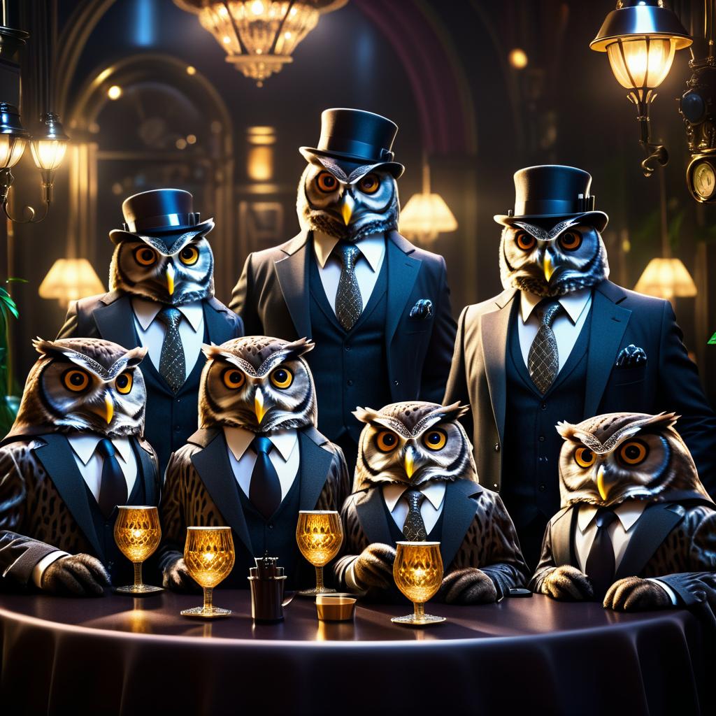 Detective Owls Dining in Style