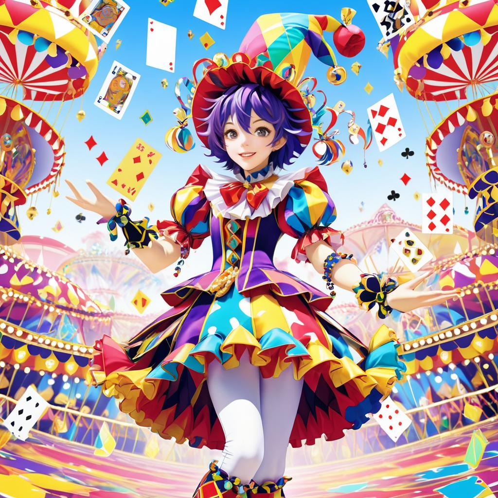 Charming Jester in Colorful Carnival