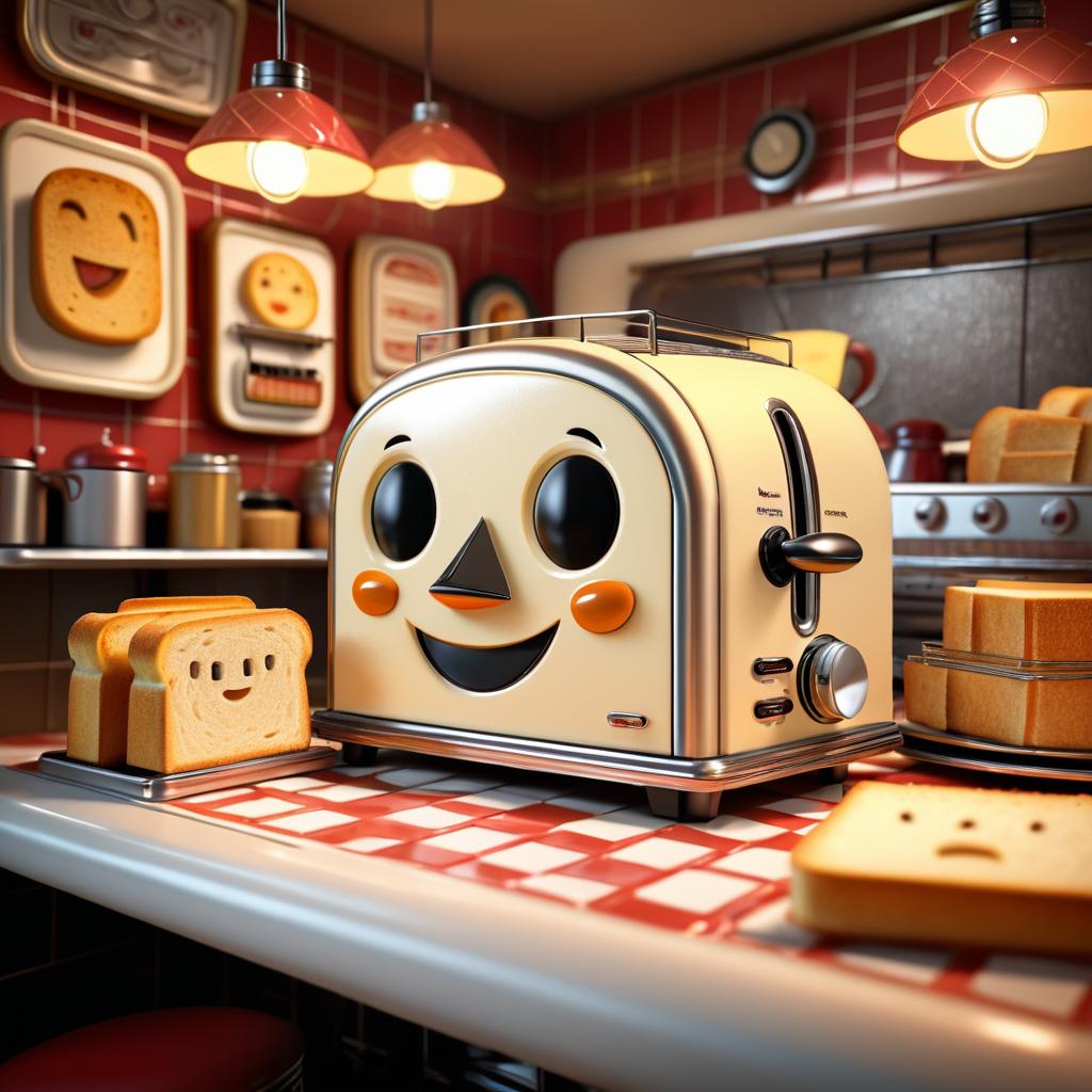 Delighted Vintage Toaster in Diner Scene