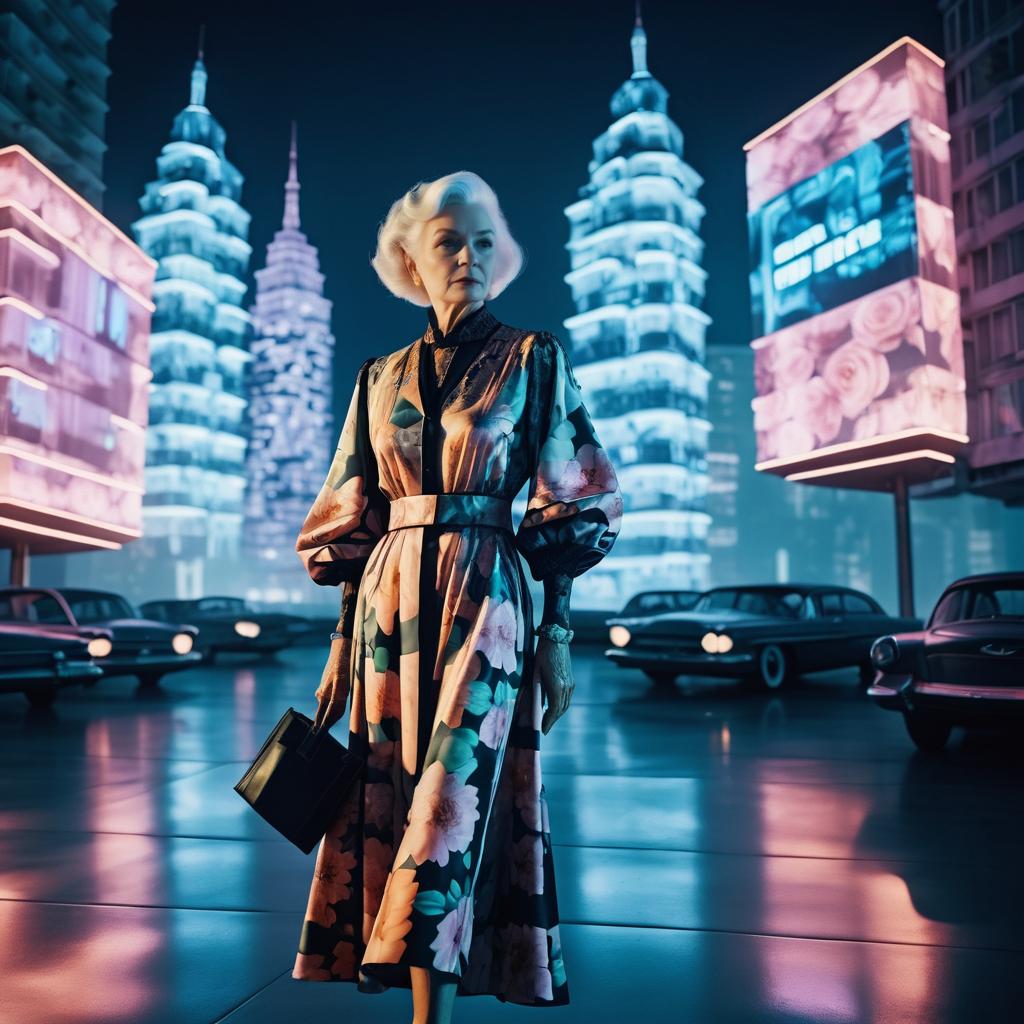 Elderly Elegance in Futuristic Fashion Scene