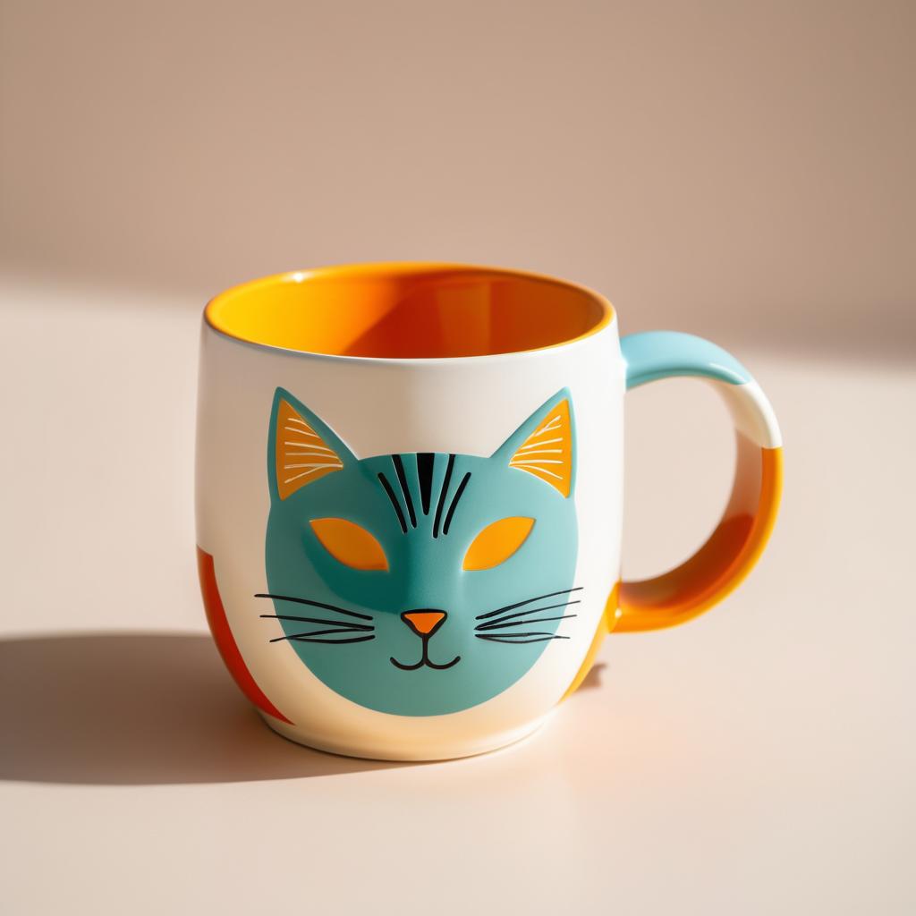 Playful Minimalist Cat Coffee Mug Design