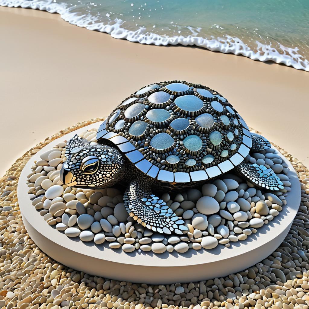 Enchanting 3D Turtle Sculpture on Beach