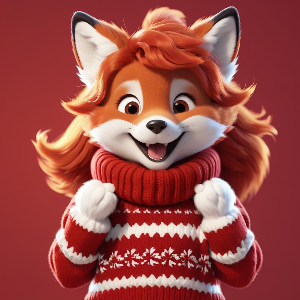 Cheerful Red Fox in Sweater Animation