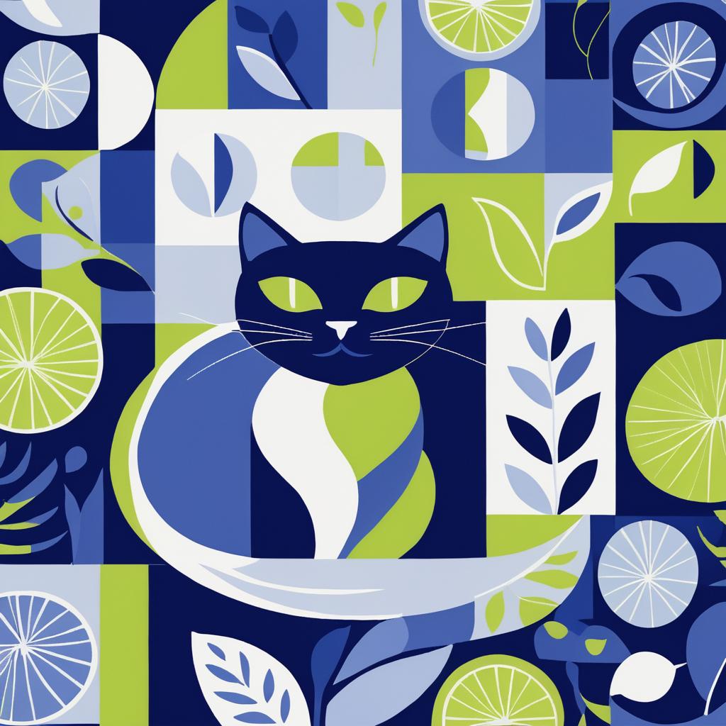 Abstract Cat Illustration in Matisse Style