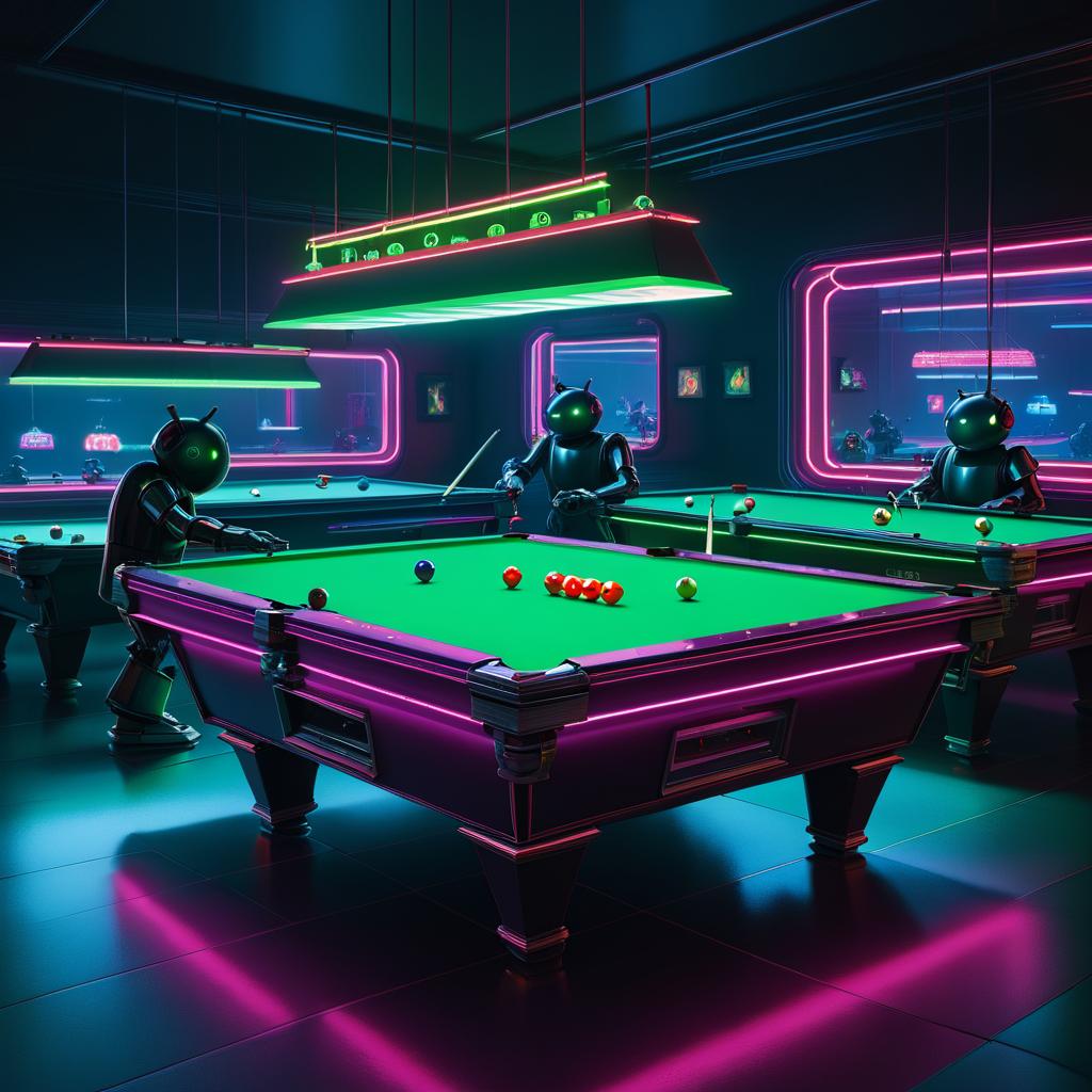 Tense Robots at Neon Billiards Arcade