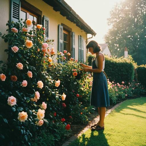 Cinematic Gardener with Blooming Roses