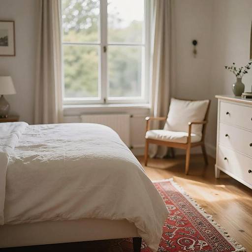 Serene Sunlit Bedroom Photography