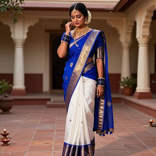 Indian Bride in Royal Blue Saree