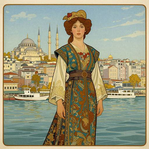 Traditional Woman by Istanbul Minarets