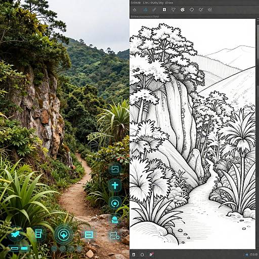 AI Nature Photo to Line Art