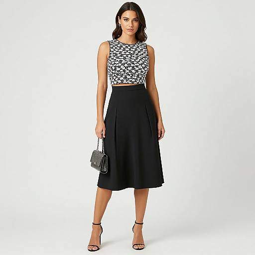 Chic Woman in Floral Crop and Skirt